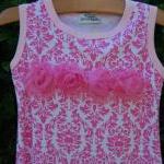 Pink Damask With Rose Girls Summer Dress