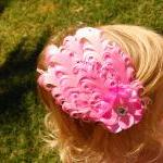 Pink Feather And Pink Flower Princess Hair Clip