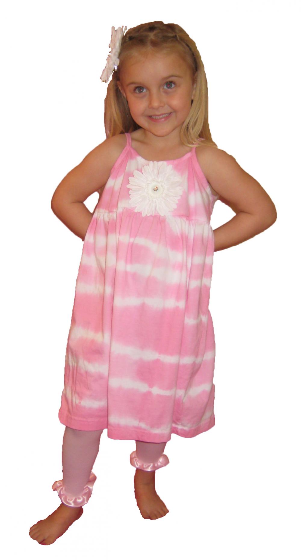 Pink Tye Dye Gerber Daisy Girls Summer Dress