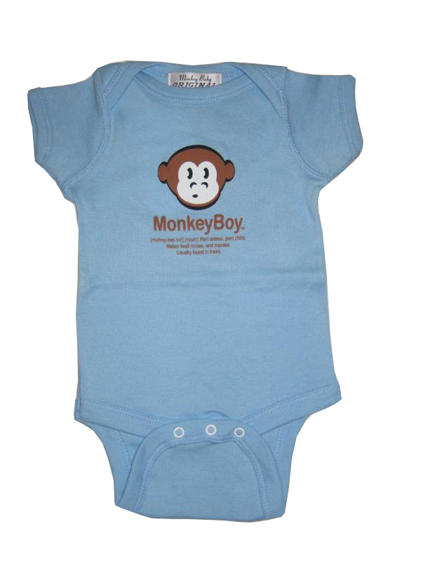 Monkey Boy Blue Baby Boy Onesie